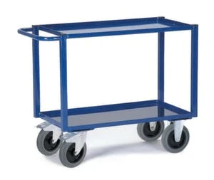 Rollcart Tischwagen, Tragl. 400kg, 2xWannenboden, Ladefl. LxB 895x495mm, Blechwannen, RAL5010, TPE-Bereifung 5 Rollcart Tischwagen, Tragl. 400kg, 2xWannenboden, Ladefl. LxB 895x495mm, Blechwannen, RAL5010, TPE-Bereifung – Bild 3
