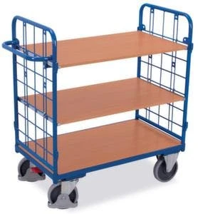 Variofit Schrankwagen, Tragl. 500kg, 1 Etage(n), Ladefl. LxB 1045x685mm, Holzplatte, 3 Wände, RAL5010, TPE-Bereifung 9 Variofit Schrankwagen, Tragl. 500kg, 1 Etage(n), Ladefl. LxB 1045x685mm, Holzplatte, 3 Wände, RAL5010, TPE-Bereifung – Bild 7