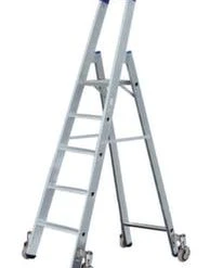 Alternative view of Krause Rollbare Stufenleiter, Einseitig, 6 Stufen, Stand H 1, 4m, Holm L 2, 2m, Alu