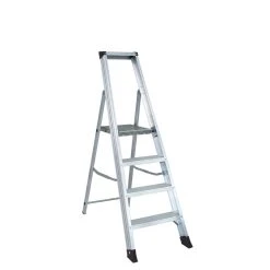 Null Alu Stufenleiter Mit 4 Stufen, Arbeitshöhe Bis 2850 Mm, Leiterhöhe 1495 Mm