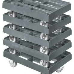 Null 5 Stück Transportroller Für Kisten 60 X 40 Cm Mit 2 Bock- Und 2 Lenkrollen In Grau