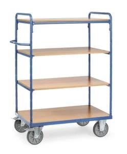 Fetra Etagenwagen, Tragl. 250kg, 4 Etage(n), Ladefl. LxB 320x470mm, Holzböden, M. 4 Kästen, RAL5007, TPE-Bereifung 9 Fetra Etagenwagen, Tragl. 250kg, 4 Etage(n), Ladefl. LxB 320x470mm, Holzböden, M. 4 Kästen, RAL5007, TPE-Bereifung – Bild 7