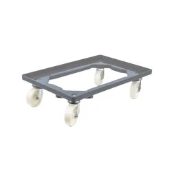 PROREGAL Transportroller Für Euroboxen 60x40cm Mit Kunststoffräder Grau | Offenes Deck | 2 Lenkrollen & 2 Bockrollen | Traglast 300kg