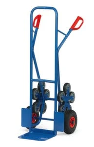 Fetra Treppenkarre, 5-Stern, Tragl. 200kg, Schaufel BxT 320x250mm, RAL5007, Luft-Bereifung 3 Fetra Treppenkarre, 5-Stern, Tragl. 200kg, Schaufel BxT 320x250mm, RAL5007, Luft-Bereifung