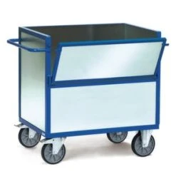 Fetra Kastenwagen, Tragl. 600kg, Ladefl. LxB 1200x800mm, 4 Wände, 1 Längswand Abklappbar, M. Deckel, RAL5007, TPE-Bereifung -Vago-tools-Geschäft fa145fcd 6a18 4716 a188 383fdddc3645