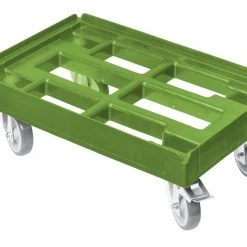 Null Transportroller Für Kisten 60 X 40 Cm Mit 2 Bremsen In Grün